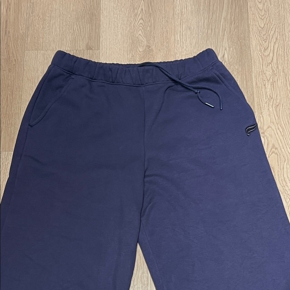 Fabletics Navy Drawstring Wide-Leg High Rise Sweat Pants - Picture 2 of 3